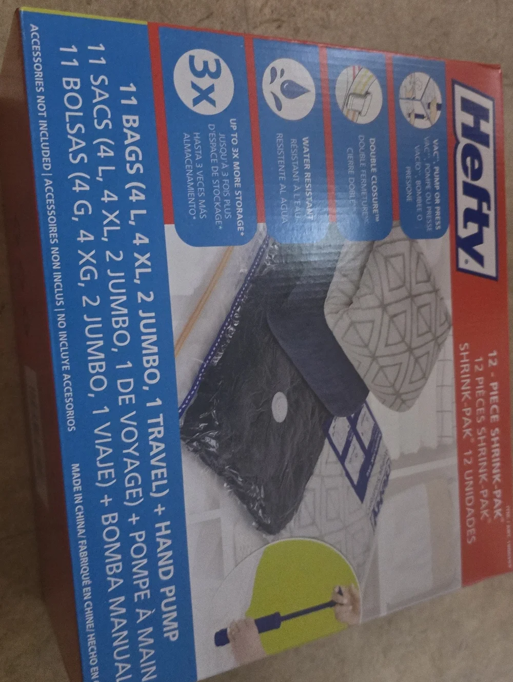Hefty Shrink-Pak 12 Vacuum Storage Bags Large XL Jumbo Travel Waterproof New